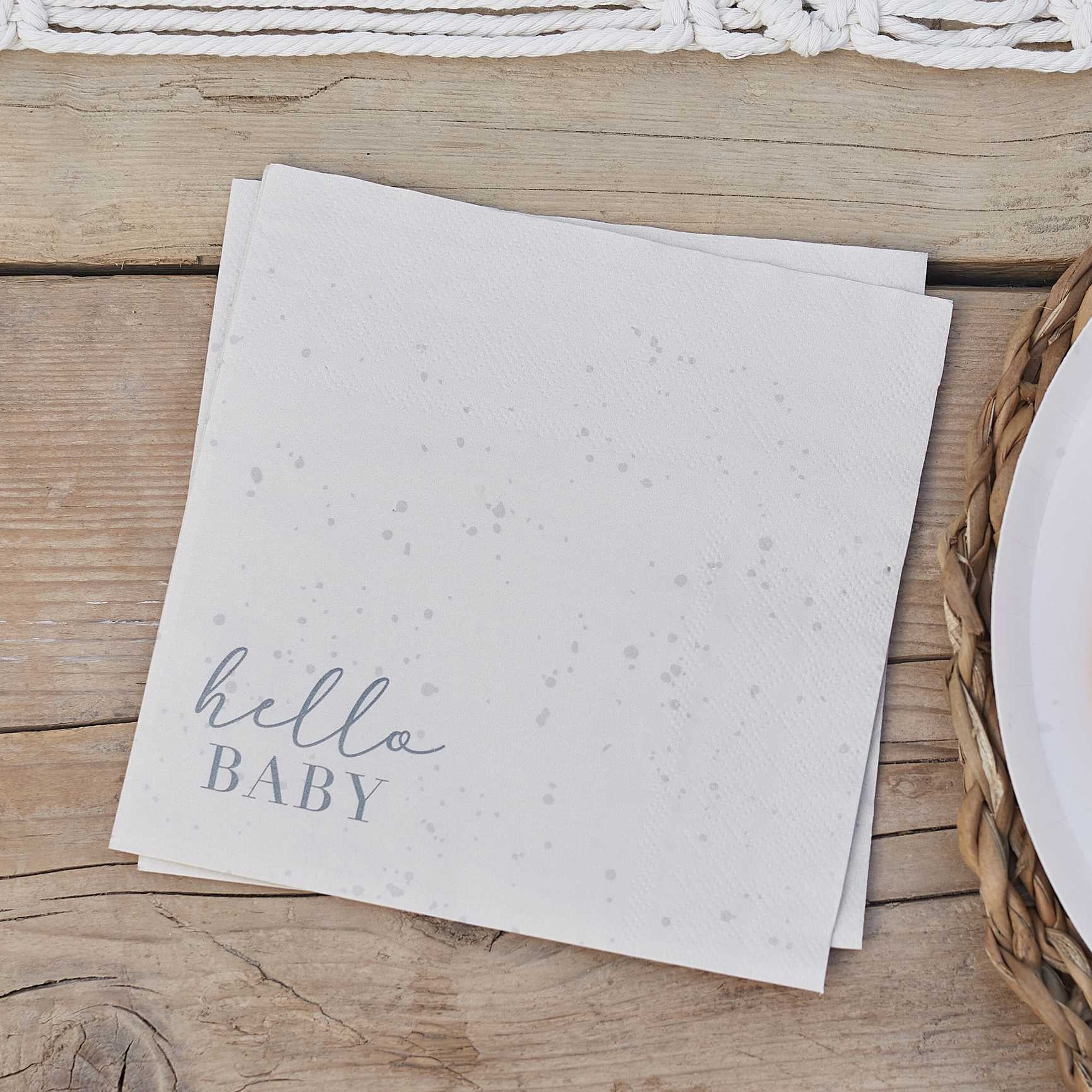 Hello Baby Neutral/Beige Baby Shower Napkins