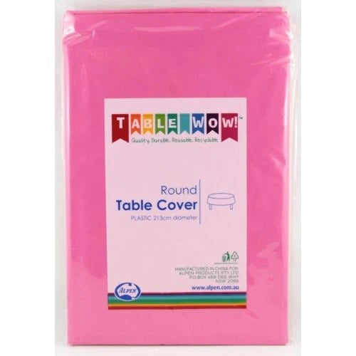 Hot Pink Round Plastic Tablecover