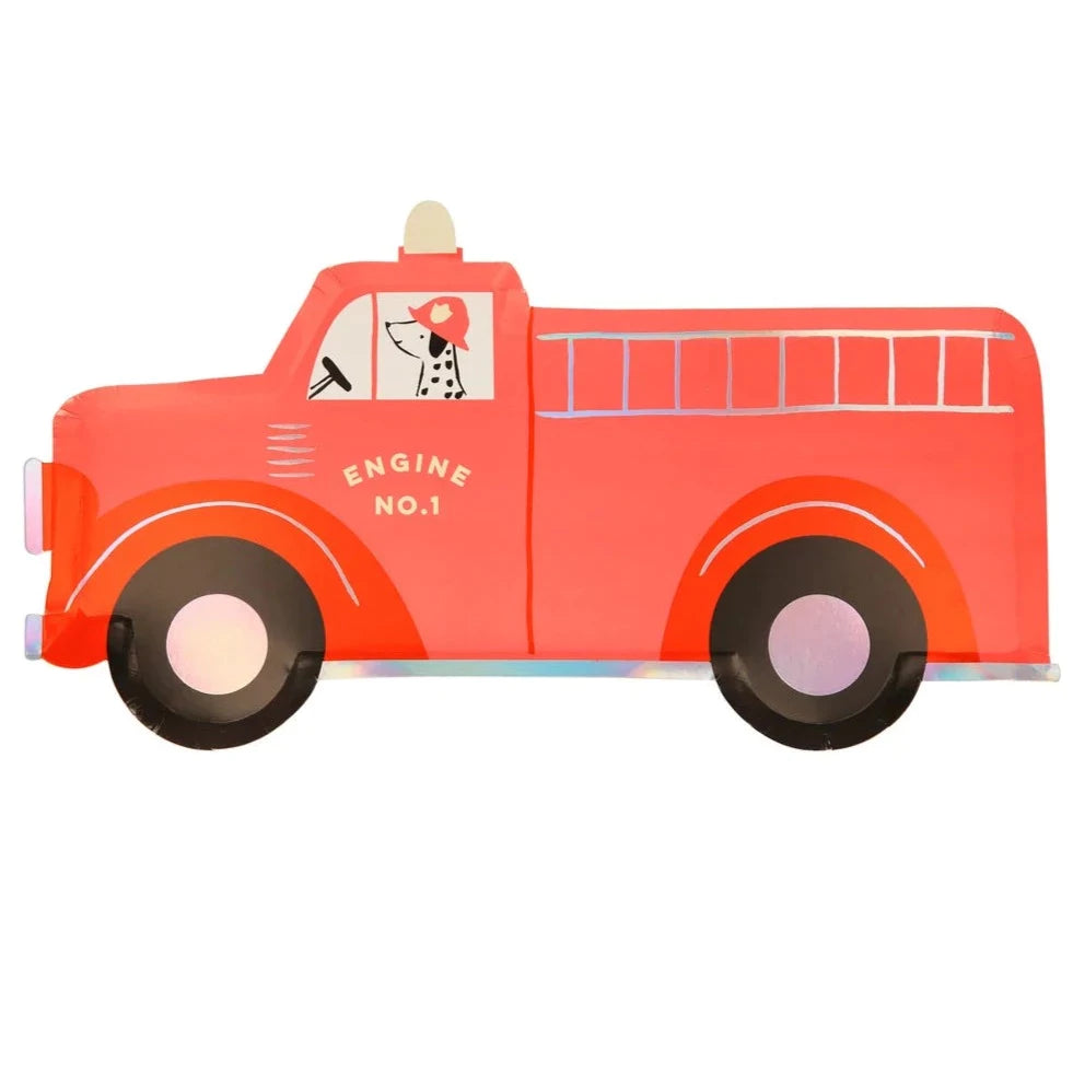 Meri Meri Fire Truck Plates 8 Pack