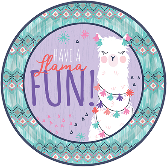 Llama Fun Round Dinner Plates - Pack of 8