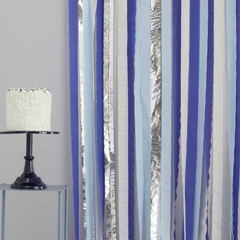 Ginger Ray Blue and Silver Party Streamers Backdrop