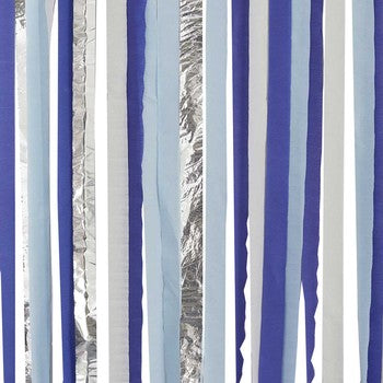 Ginger Ray Blue and Silver Party Streamers Backdrop