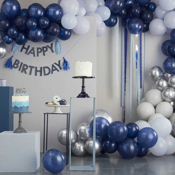 Ginger Ray Blue and Silver Party Streamers Backdrop