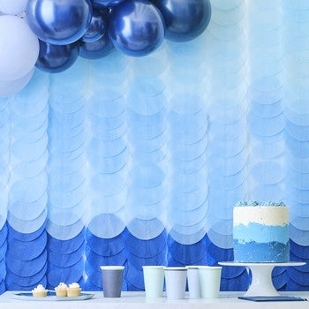 Blue Ombre Tissue Paper Disc Party Backdrop