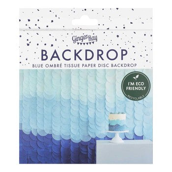 Blue Ombre Tissue Paper Disc Party Backdrop