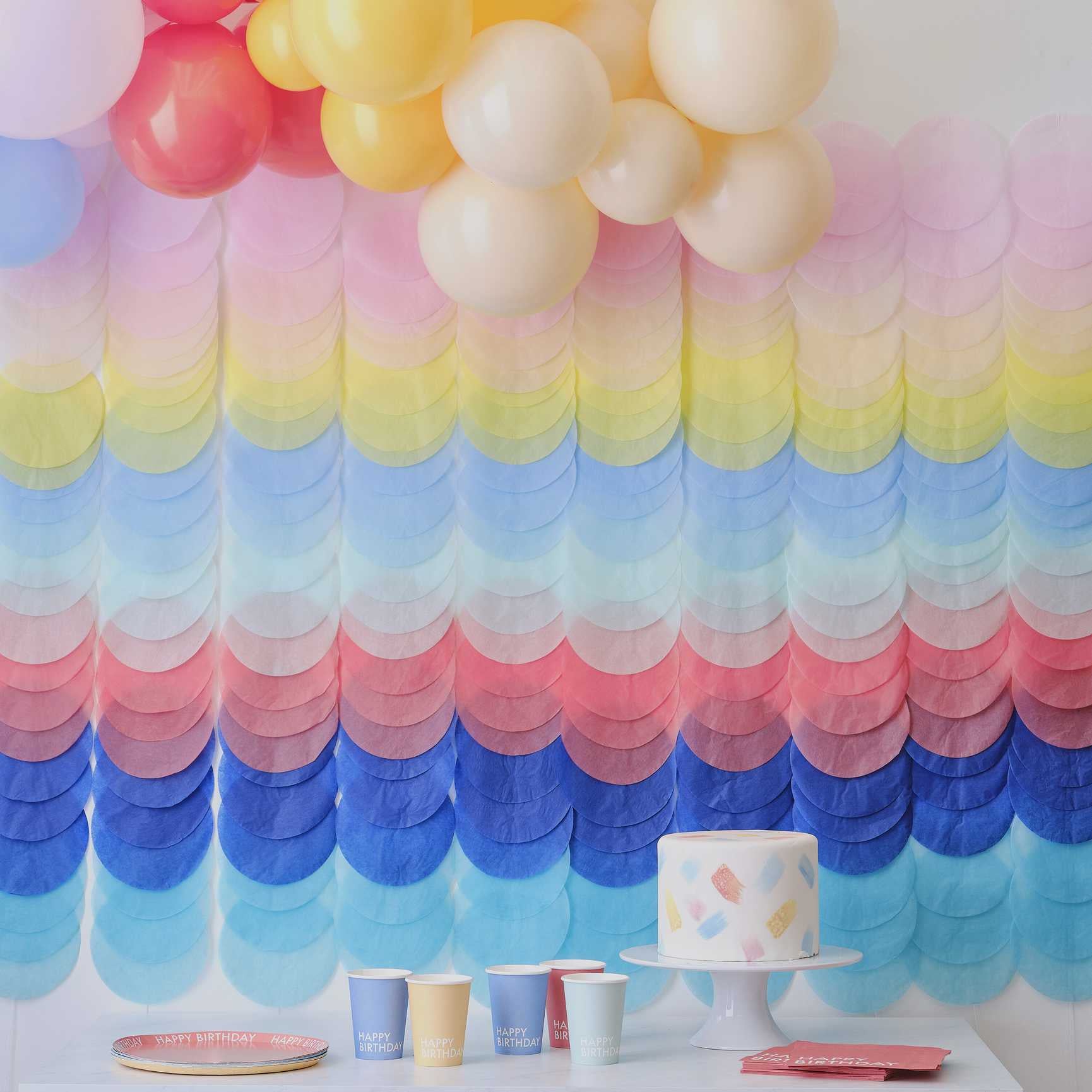 Ginger Ray Rainbow Tissue Paper Disc Party Backdrop
