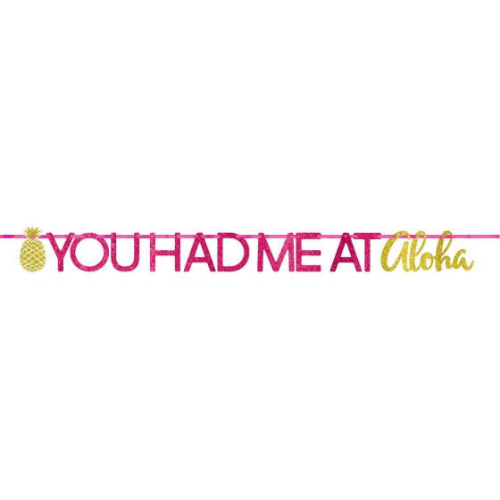 You Had Me At Aloha Glittered Cardboard Letter Banner