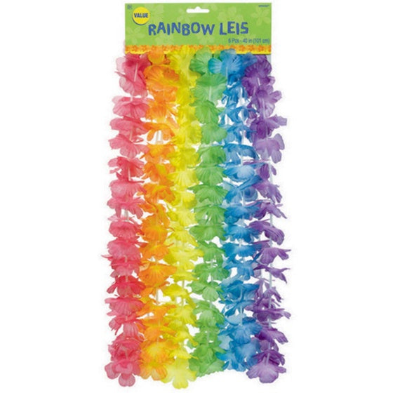 Rainbow Floral Leis - Pack of 6