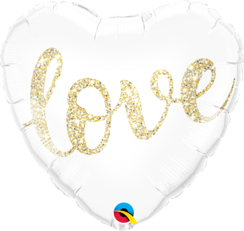 Love Glitter Gold Foil Heart 45cm ( 18" )