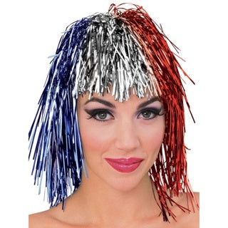 Patriotic USA Tinsel Wig