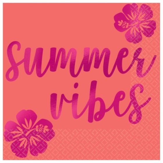 Summer Vibes Beverage Napkins - Pack of 16