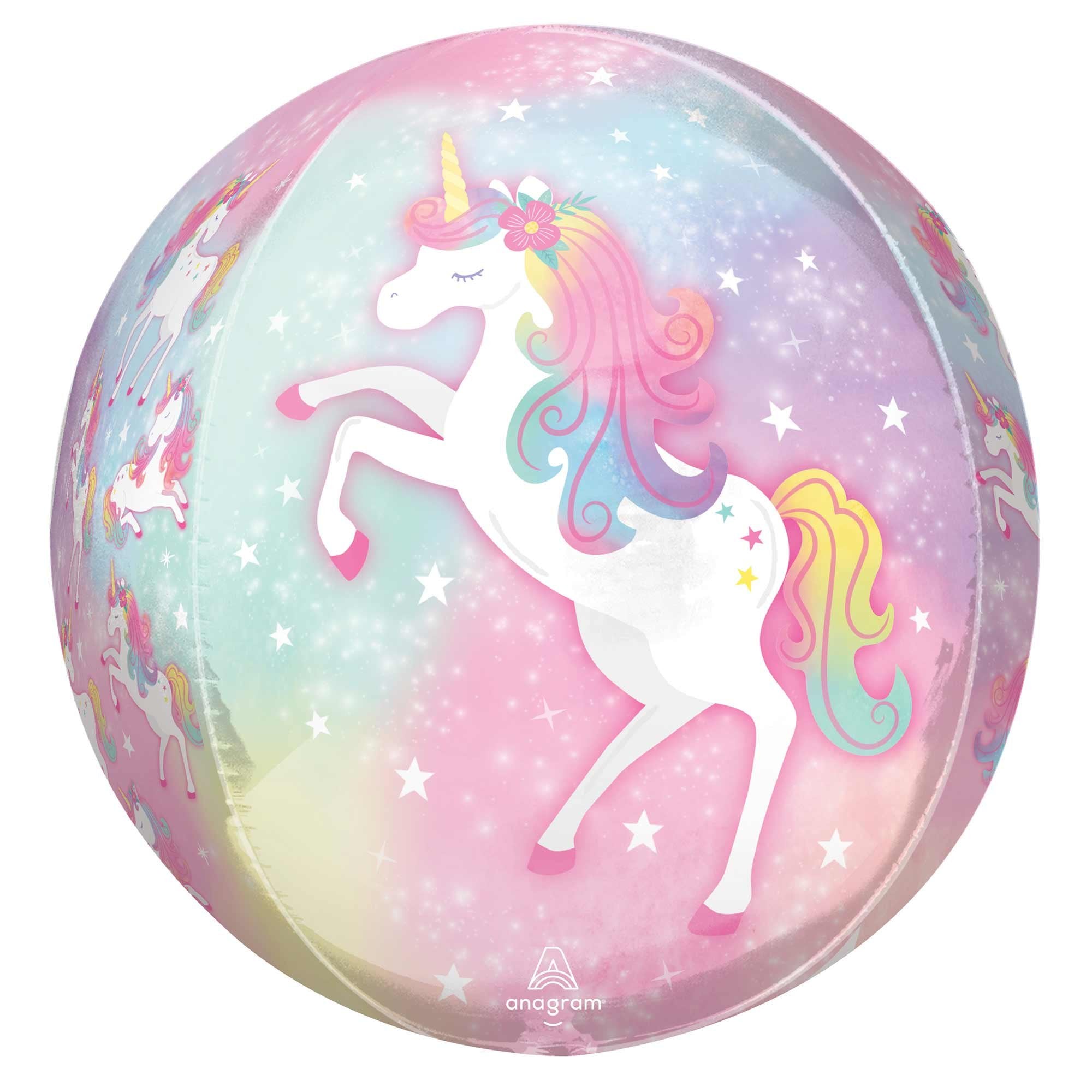 Pastel Rainbow Enchanted Unicorn Orbz Foil Balloon
