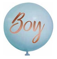 Jumbo Blue Balloon with Boy in Gold Print