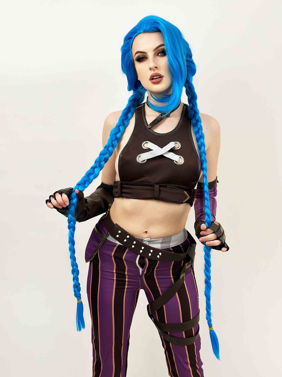 Jinx League of Legends Blue Cosplay Wig with Plaits