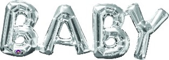 BABY Silver Phrase Foil Balloon 66cm x 22cm