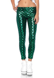 Hipster Green Mermaid Costume Leggings - Medium