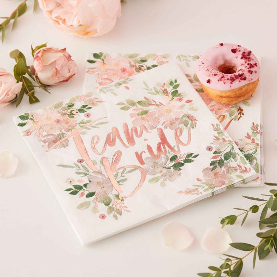 Floral Hens Team Bride Napkins Pack of 16