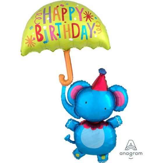 Circus Elephant Happy Birthday Multi Foil Balloon