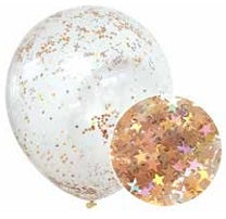 Rose Gold Star Glitter Confetti Balloon 3pk