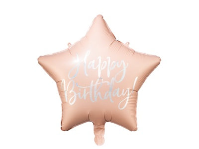 Foil Balloon Glossy Star Cursive Happy Birthday Pastel Pink