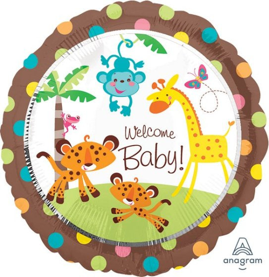 Fisher Price Welcome Baby Safari Standard Foil Balloon 45cm