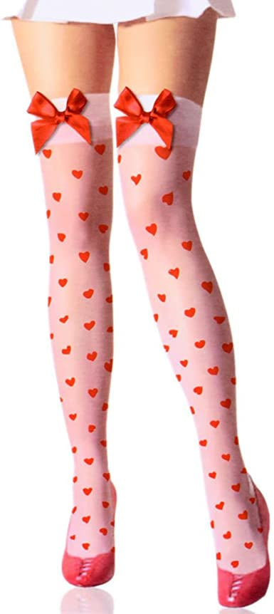 Lycra Sheer Woven Hearts with Satin Bow Plus Size