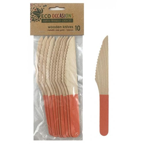 Wooden Knife-Rose Gold, 10 Pack