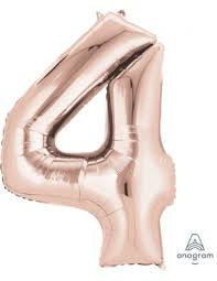 Number 4 Rose Gold Foil Balloon