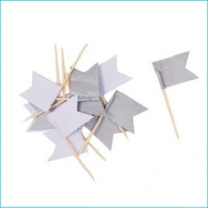 Cupcake Flags Silver 12pk