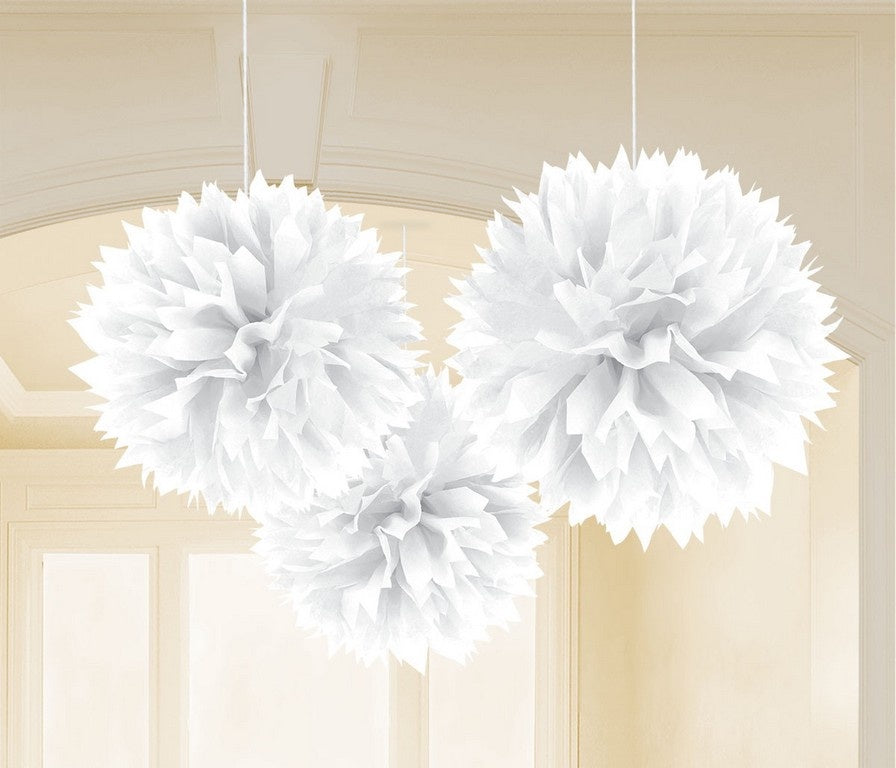 White Fluffy Decorations 3Pk