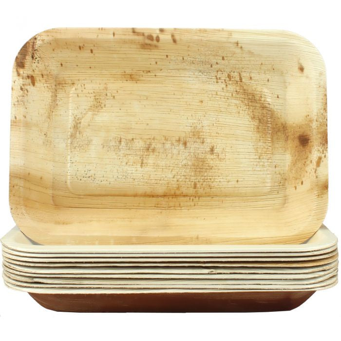 Eco Collection Palm Leaf Large Rectangular Plates Pk 10