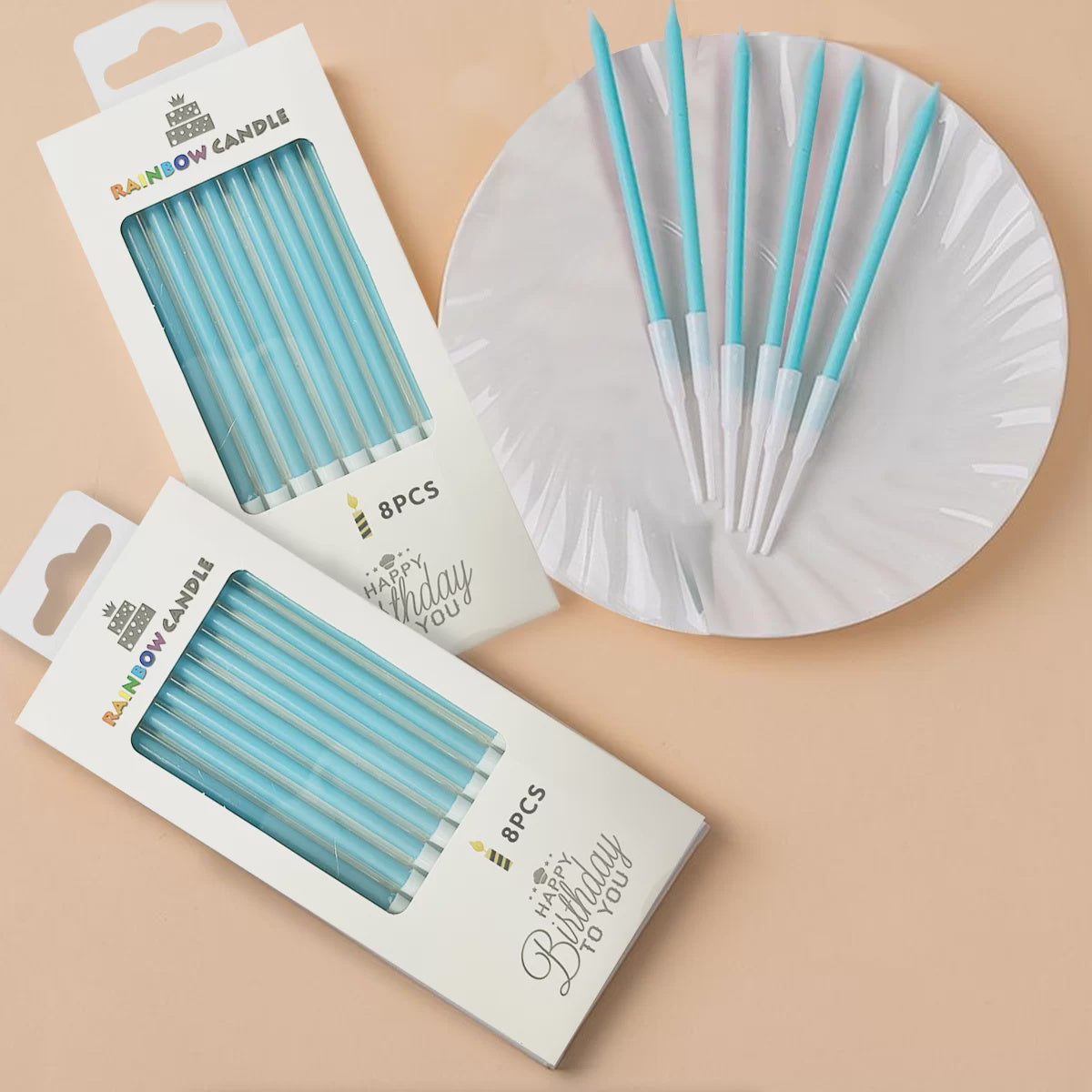 8 Piece Blue Candle Set