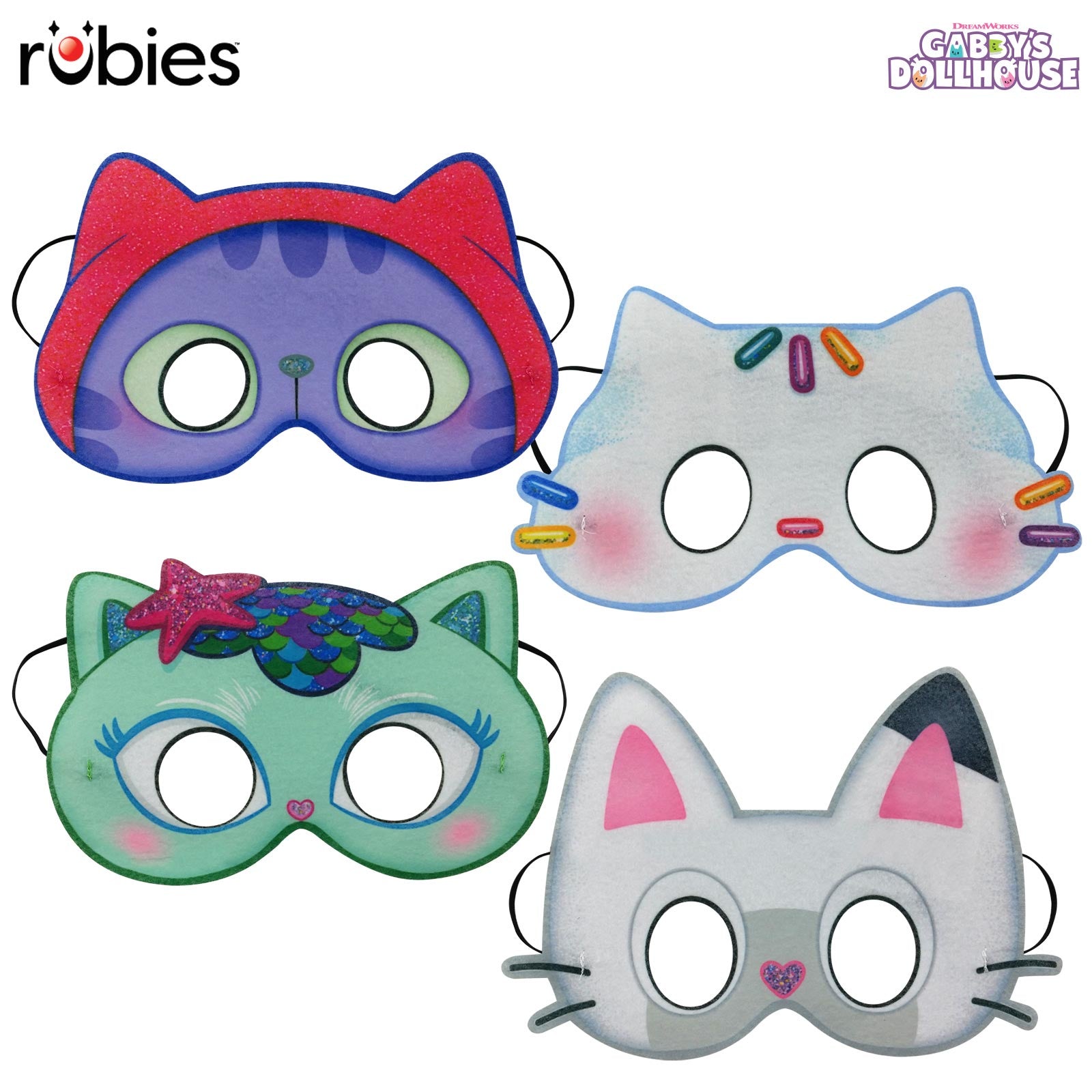 Gabby's Dollhouse Assorted Felt Masks 4 Pack