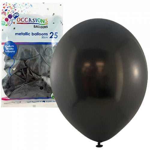 Metallic Black 30cm Balloons P25