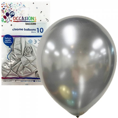 Chrome Silver 30cm Balloons P10
