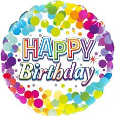 Happy Birthday Rainbow Colourful Confetti 18inch Foil Balloon