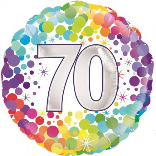 70th Colourful Confetti 18inch Foil Balloon