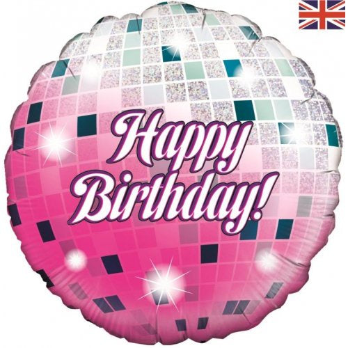 Happy Birthday Pink Glitter Ball