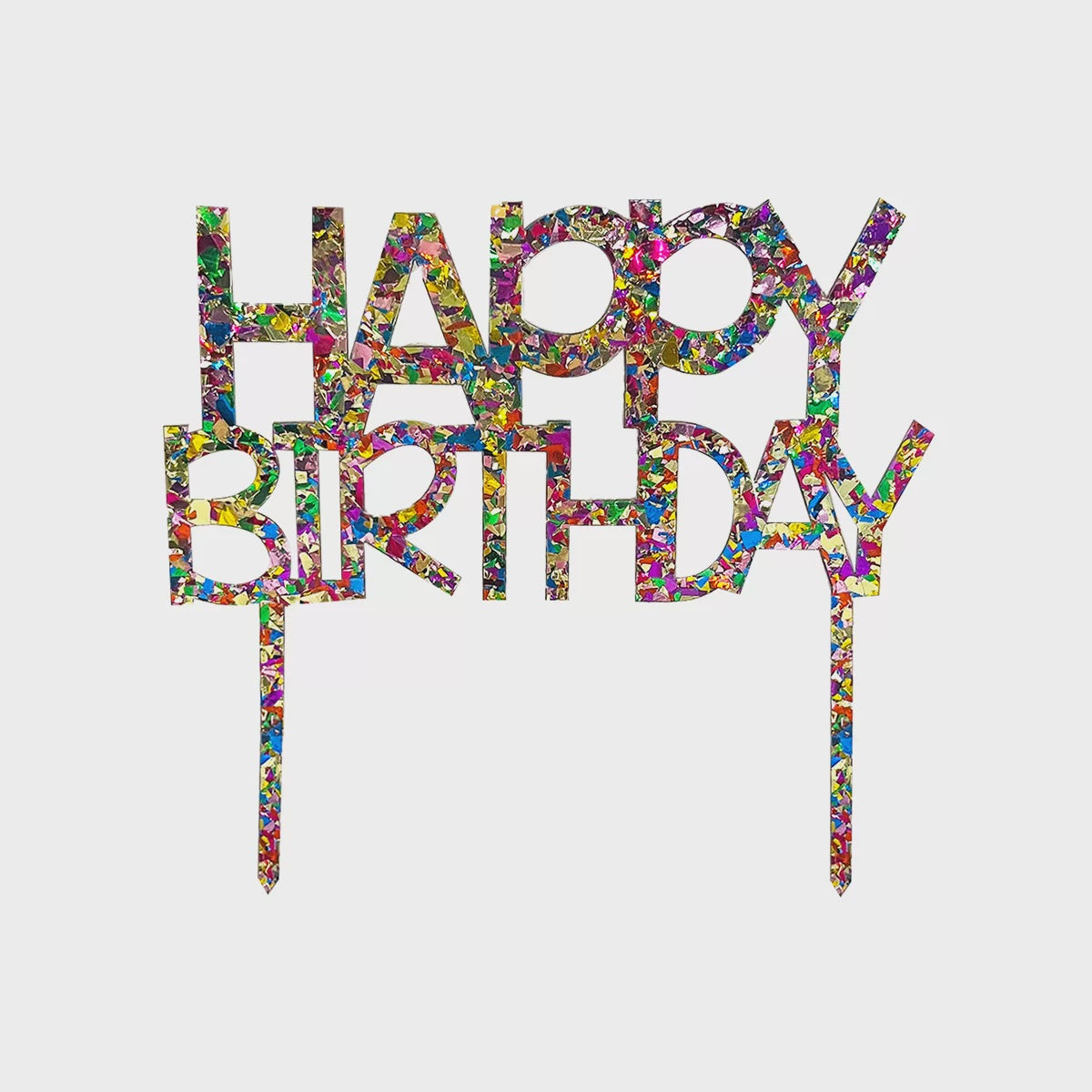 Mosaic Mutcolour Happy Birthday Cake Topper