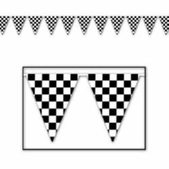 Checkered Black and White Pennant Banner