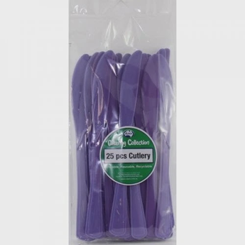 Purple Plastic Knives Pack of 20