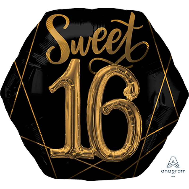 Black Sweet 16 with Gold Detailing