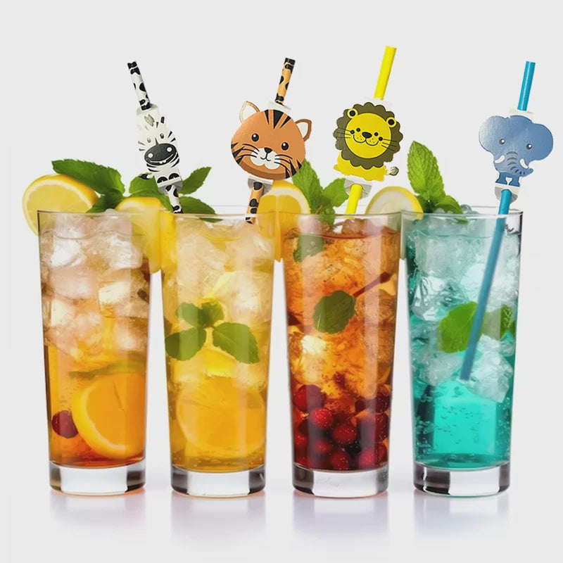 Animal Paper Straws (Pack of 12)