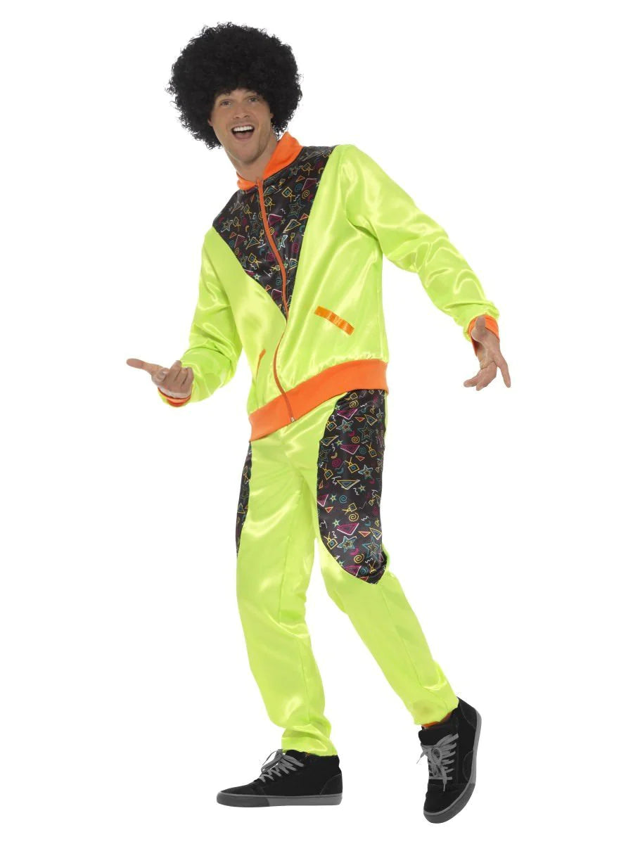 80s Neon Green Retro Shell Suit Mens Costume