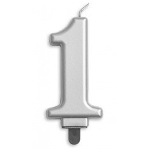 Number 1 Silver Jumbo Candle P1