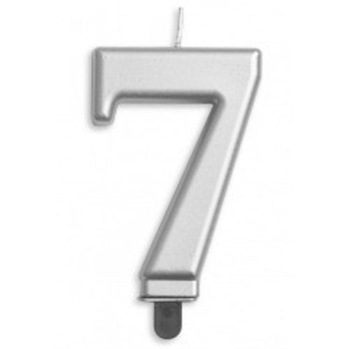 Number 7 Silver Jumbo Candle P1