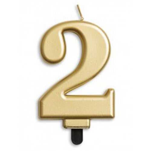 Number 2 Gold Jumbo Candle P1