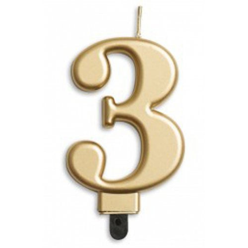 Number 3 Gold Jumbo Candle P1