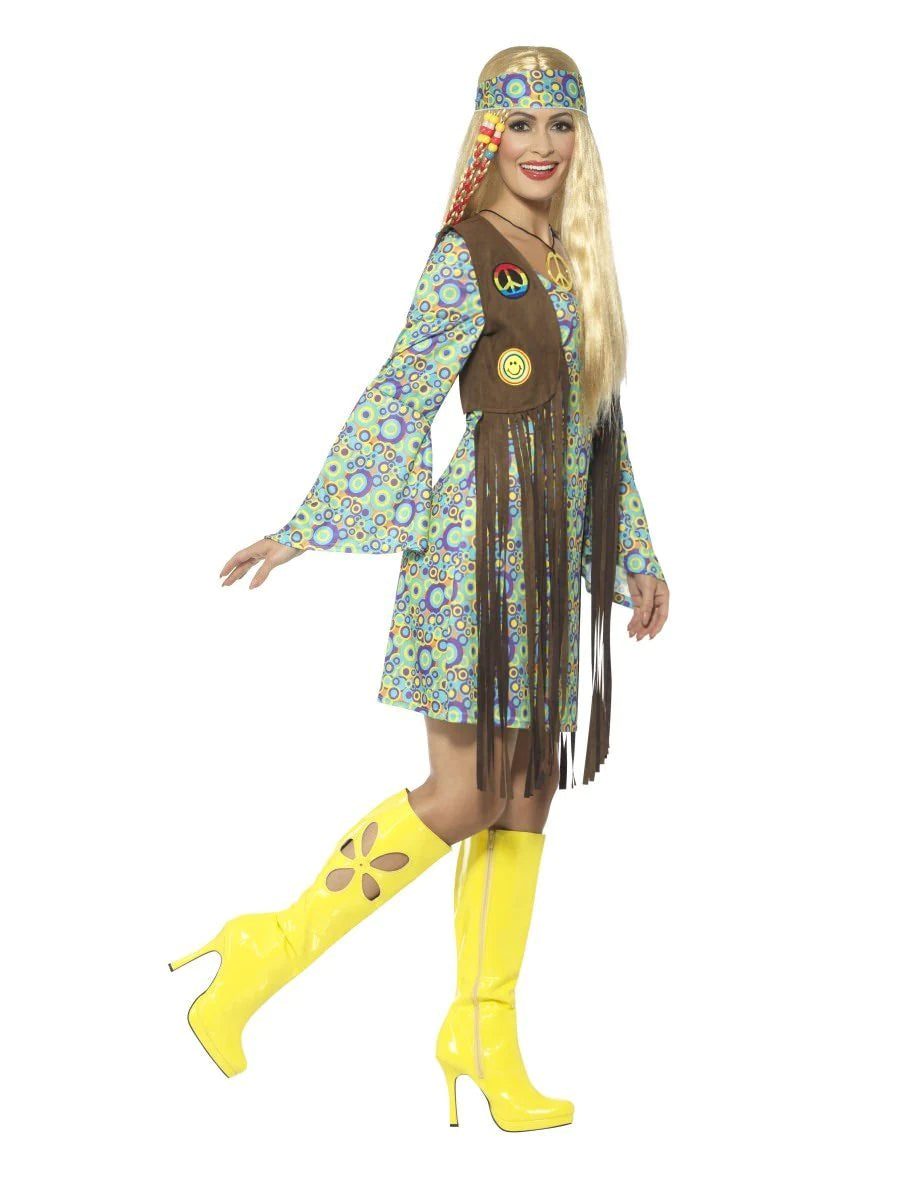 60s Hippie Chick Womens Costume with Dress