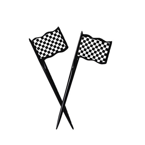 Black and White Check Racing Flag Picks 12 pck